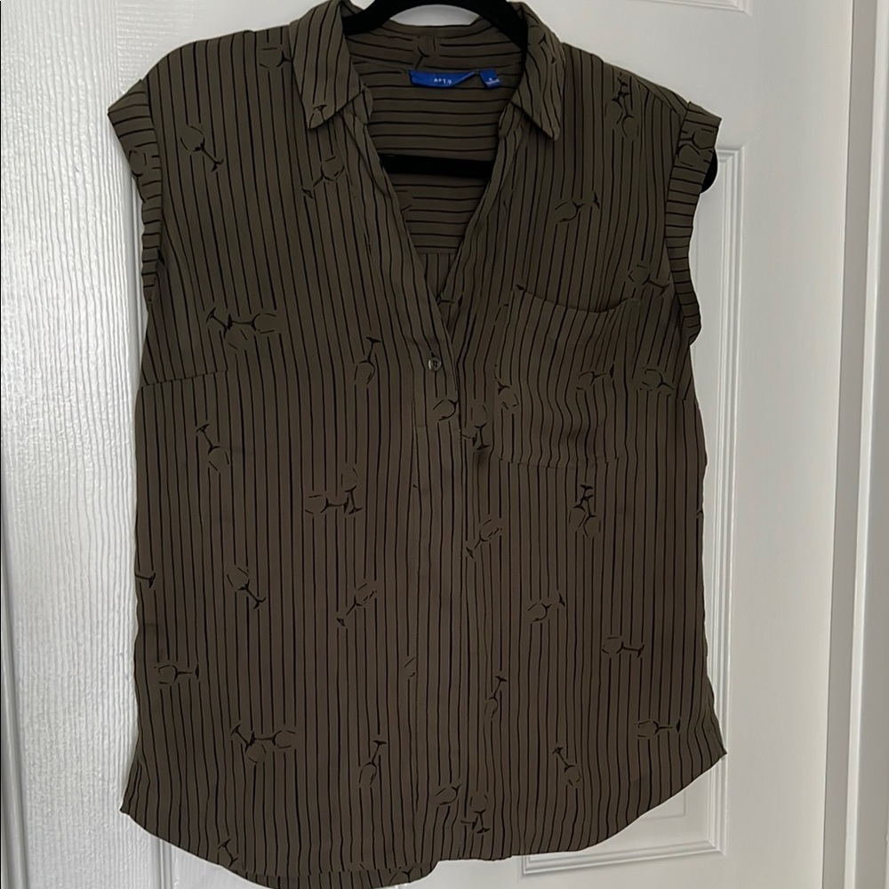 Olive Green Sleeveless Blouse